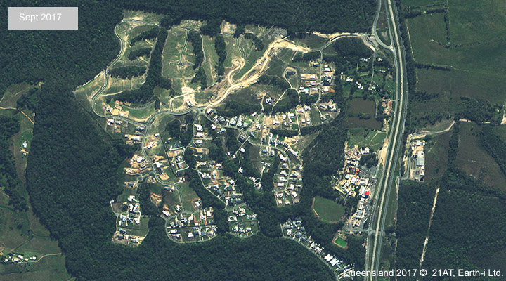 Queensland satellite image to show new house development